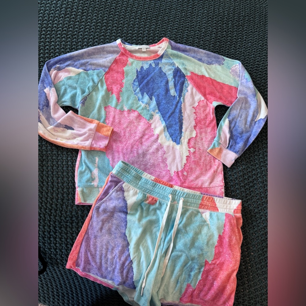 P.J. Salvage womens Multicolor Pastel Tie-Dye Top & Shorts Set